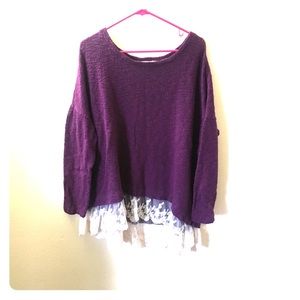 ❄️ Purple sweater with white lace detail plus ❄️